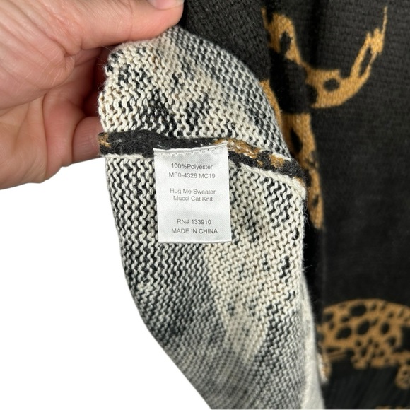 SHOW ME YOUR MUMU Hug Me Sweater Mucci Cat Knit Cheetah Pattern Size Small - Picture 2 of 8